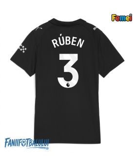 Manchester City Ruben Dias #3 Tricou Fotbal Replică 2025-26 Femei Deplasare